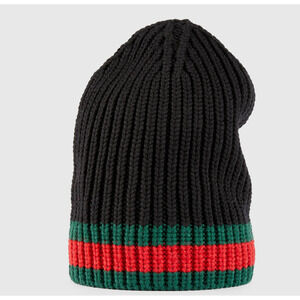 Gucci Wool Beanie Men With Web - Size M - Black (R)